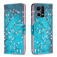 Leather Case Stands Fashionable Pattern Flip Cover Holder B01F for Oppo F21 Pro 4G Cyan