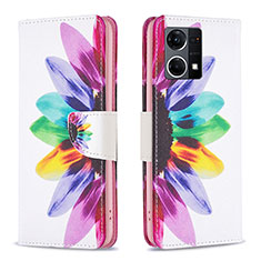 Leather Case Stands Fashionable Pattern Flip Cover Holder B01F for Oppo F21 Pro 4G Mixed