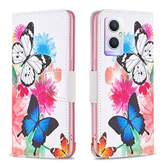 Leather Case Stands Fashionable Pattern Flip Cover Holder B01F for Oppo F21 Pro 5G Colorful