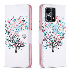 Leather Case Stands Fashionable Pattern Flip Cover Holder B01F for Oppo F21s Pro 4G White