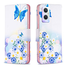 Leather Case Stands Fashionable Pattern Flip Cover Holder B01F for Oppo F21s Pro 5G Blue