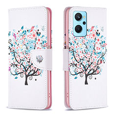 Leather Case Stands Fashionable Pattern Flip Cover Holder B01F for Oppo K10 4G White
