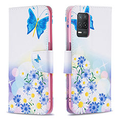 Leather Case Stands Fashionable Pattern Flip Cover Holder B01F for Realme 8s 5G Blue