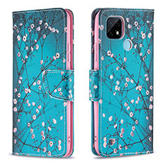 Leather Case Stands Fashionable Pattern Flip Cover Holder B01F for Realme C21 Cyan