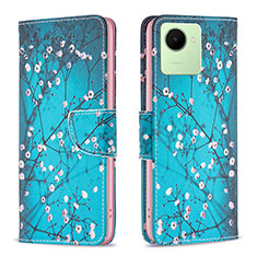 Leather Case Stands Fashionable Pattern Flip Cover Holder B01F for Realme C30 Cyan