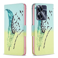 Leather Case Stands Fashionable Pattern Flip Cover Holder B01F for Realme C55 Matcha Green