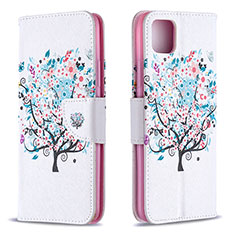 Leather Case Stands Fashionable Pattern Flip Cover Holder B01F for Realme Narzo 50i White