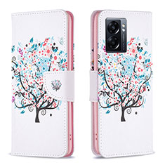 Leather Case Stands Fashionable Pattern Flip Cover Holder B01F for Realme V23i 5G White