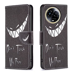 Leather Case Stands Fashionable Pattern Flip Cover Holder B01F for Realme V50 5G Black