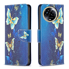 Leather Case Stands Fashionable Pattern Flip Cover Holder B01F for Realme V50 5G Blue