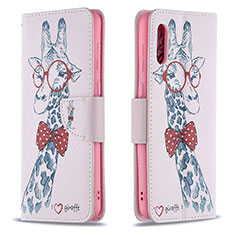 Leather Case Stands Fashionable Pattern Flip Cover Holder B01F for Samsung Galaxy A02 Pink