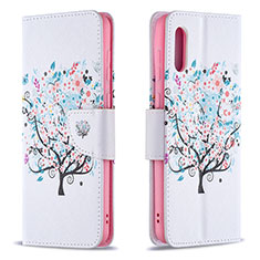 Leather Case Stands Fashionable Pattern Flip Cover Holder B01F for Samsung Galaxy A02 White