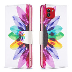 Leather Case Stands Fashionable Pattern Flip Cover Holder B01F for Samsung Galaxy A03 Mixed