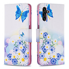 Leather Case Stands Fashionable Pattern Flip Cover Holder B01F for Samsung Galaxy A04s Blue