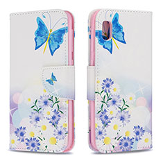 Leather Case Stands Fashionable Pattern Flip Cover Holder B01F for Samsung Galaxy A10e Blue