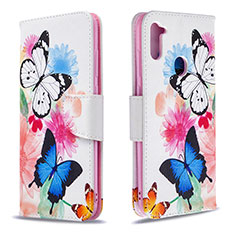 Leather Case Stands Fashionable Pattern Flip Cover Holder B01F for Samsung Galaxy A11 Colorful