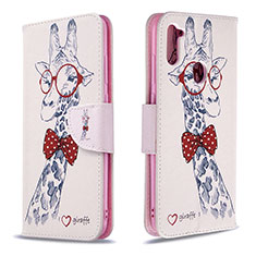 Leather Case Stands Fashionable Pattern Flip Cover Holder B01F for Samsung Galaxy A11 Pink