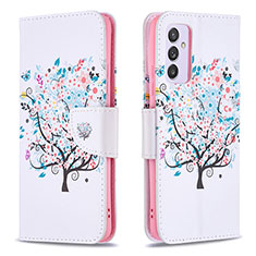 Leather Case Stands Fashionable Pattern Flip Cover Holder B01F for Samsung Galaxy A34 5G White