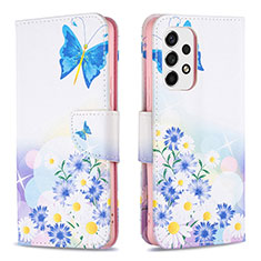 Leather Case Stands Fashionable Pattern Flip Cover Holder B01F for Samsung Galaxy A53 5G Blue