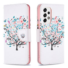 Leather Case Stands Fashionable Pattern Flip Cover Holder B01F for Samsung Galaxy A53 5G White