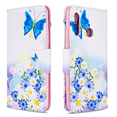 Leather Case Stands Fashionable Pattern Flip Cover Holder B01F for Samsung Galaxy A70E Blue