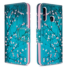 Leather Case Stands Fashionable Pattern Flip Cover Holder B01F for Samsung Galaxy A70E Cyan