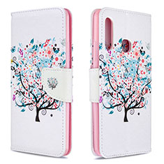 Leather Case Stands Fashionable Pattern Flip Cover Holder B01F for Samsung Galaxy A70E White