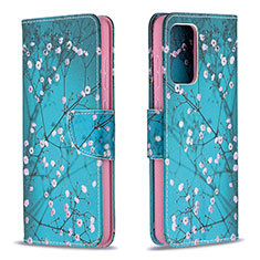 Leather Case Stands Fashionable Pattern Flip Cover Holder B01F for Samsung Galaxy A72 5G Cyan