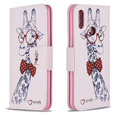 Leather Case Stands Fashionable Pattern Flip Cover Holder B01F for Samsung Galaxy M01s Pink