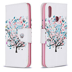 Leather Case Stands Fashionable Pattern Flip Cover Holder B01F for Samsung Galaxy M01s White