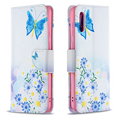 Leather Case Stands Fashionable Pattern Flip Cover Holder B01F for Samsung Galaxy M02 Blue