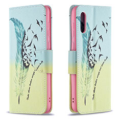 Leather Case Stands Fashionable Pattern Flip Cover Holder B01F for Samsung Galaxy M02 Matcha Green