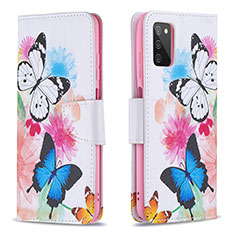 Leather Case Stands Fashionable Pattern Flip Cover Holder B01F for Samsung Galaxy M02s Colorful