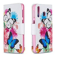 Leather Case Stands Fashionable Pattern Flip Cover Holder B01F for Samsung Galaxy M30 Colorful