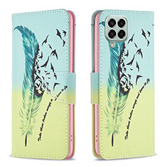 Leather Case Stands Fashionable Pattern Flip Cover Holder B01F for Samsung Galaxy M33 5G Matcha Green