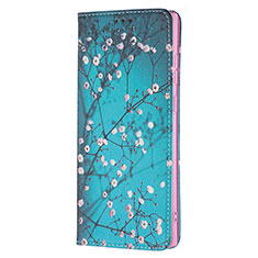 Leather Case Stands Fashionable Pattern Flip Cover Holder B01F for Samsung Galaxy S23 Ultra 5G Cyan
