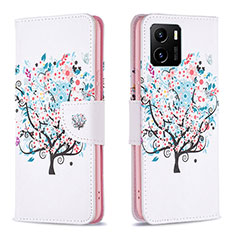 Leather Case Stands Fashionable Pattern Flip Cover Holder B01F for Vivo iQOO U5x White