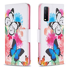 Leather Case Stands Fashionable Pattern Flip Cover Holder B01F for Vivo Y12A Colorful