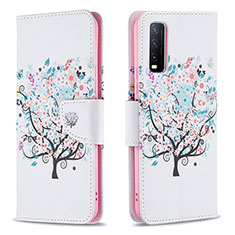 Leather Case Stands Fashionable Pattern Flip Cover Holder B01F for Vivo Y12A White