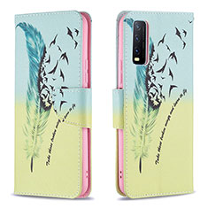 Leather Case Stands Fashionable Pattern Flip Cover Holder B01F for Vivo Y12G Matcha Green