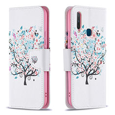 Leather Case Stands Fashionable Pattern Flip Cover Holder B01F for Vivo Y3 White