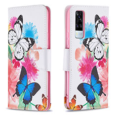 Leather Case Stands Fashionable Pattern Flip Cover Holder B01F for Vivo Y31 (2021) Colorful
