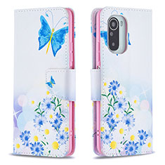 Leather Case Stands Fashionable Pattern Flip Cover Holder B01F for Xiaomi Mi 11i 5G Blue