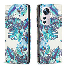 Leather Case Stands Fashionable Pattern Flip Cover Holder B01F for Xiaomi Mi 12X 5G Sky Blue