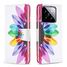 Leather Case Stands Fashionable Pattern Flip Cover Holder B01F for Xiaomi Mi 14 5G Mixed