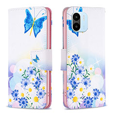 Leather Case Stands Fashionable Pattern Flip Cover Holder B01F for Xiaomi Poco C50 Blue