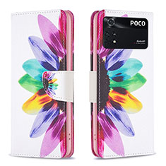 Leather Case Stands Fashionable Pattern Flip Cover Holder B01F for Xiaomi Poco M4 Pro 4G Mixed