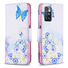 Leather Case Stands Fashionable Pattern Flip Cover Holder B01F for Xiaomi Redmi 10 4G Blue