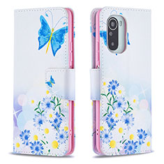 Leather Case Stands Fashionable Pattern Flip Cover Holder B01F for Xiaomi Redmi K40 5G Blue