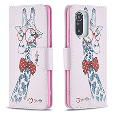 Leather Case Stands Fashionable Pattern Flip Cover Holder B01F for Xiaomi Redmi K40 5G Pink